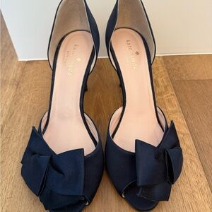 Kate Spade Women's Navy Peep Toe Heels with Bow
